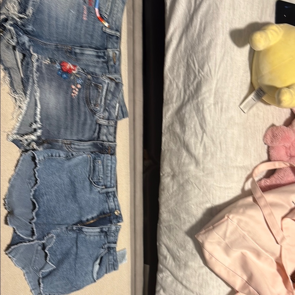 Multiples Blue Distressed Denim Shorts
